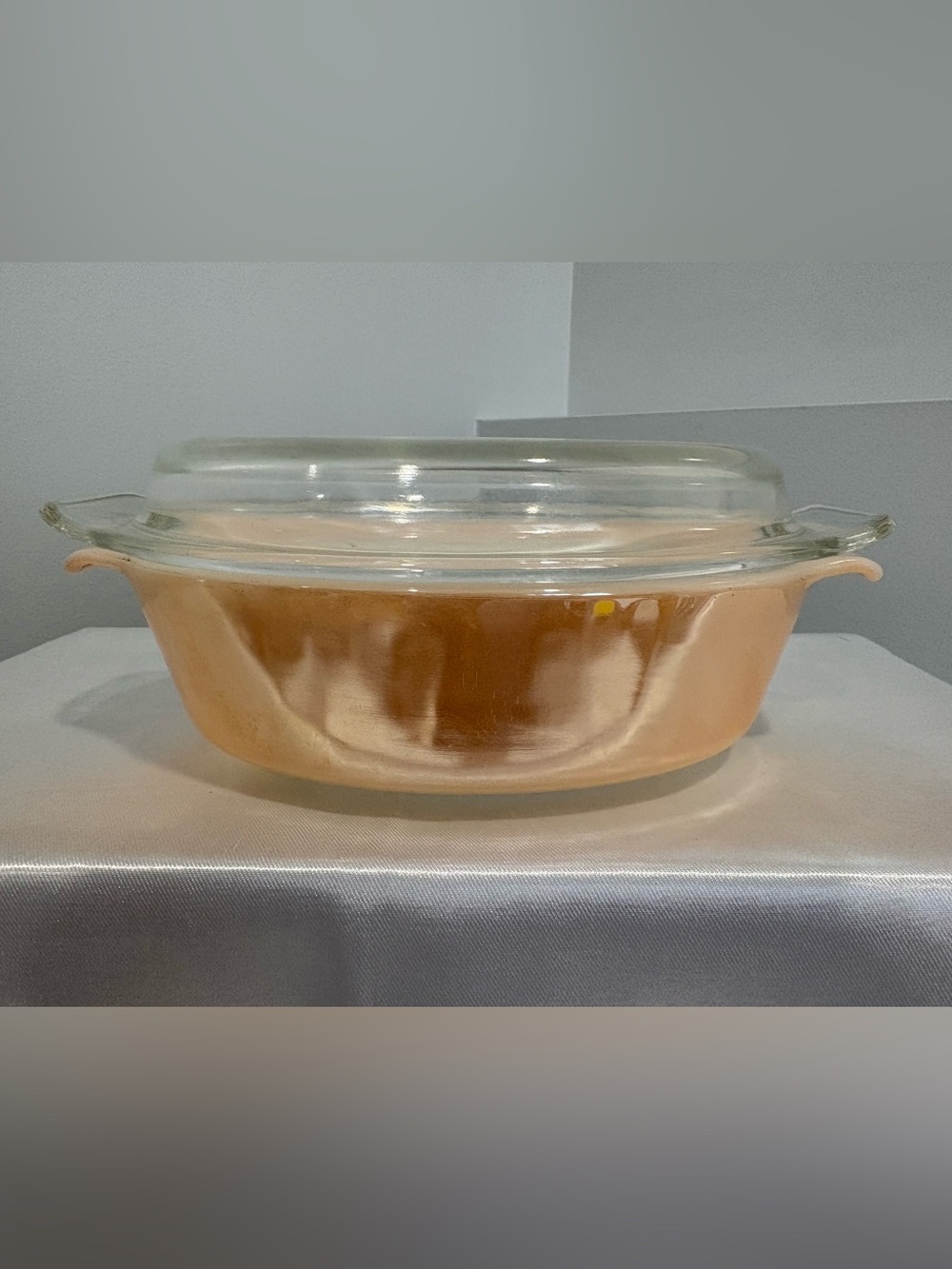 Fire King Peach Glass Casserole with Lid